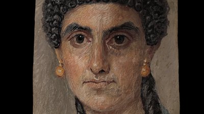 Panel painting of a woman in a blue mantle, 54-68 AD by Roman Roman